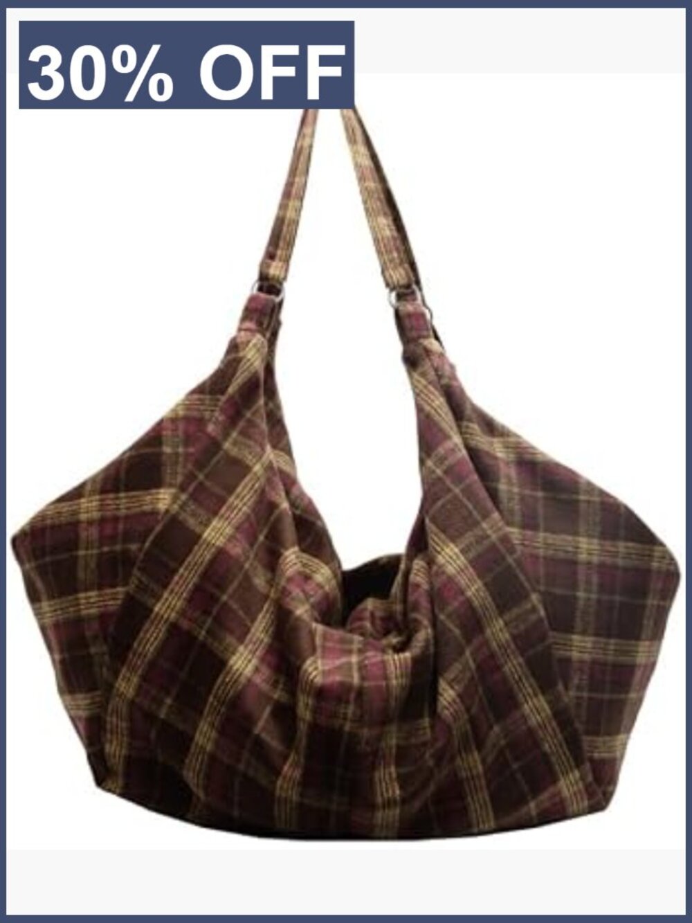 Large Plaid Hobo Tote Shoulder Bag for Women Vintage Y2K Fall Handbag Woolen